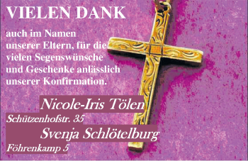Glückwunschanzeige von Nicole-Iris Tölen Svenja Schlötelburg von Nordwest-Zeitung
